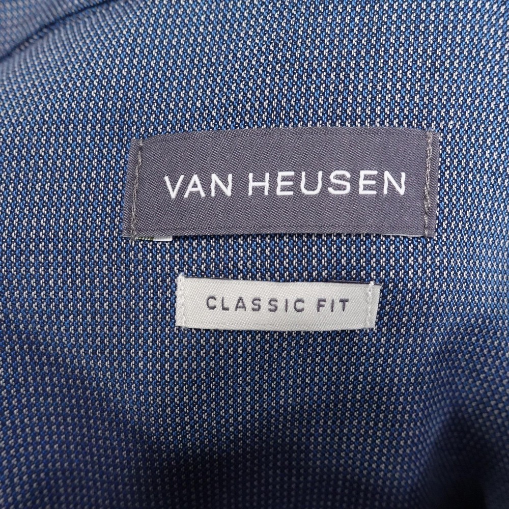 Van Heusen Dress Shirt Mens XL Blue Cotton Polyester Long Sleeve Classic Fit - Picture 6 of 9